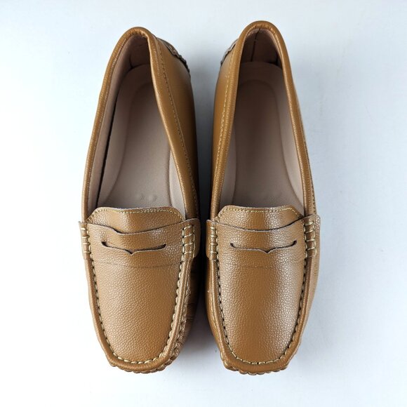 NEW Brown Leather Loafers 7.5 - Picture 3 of 10